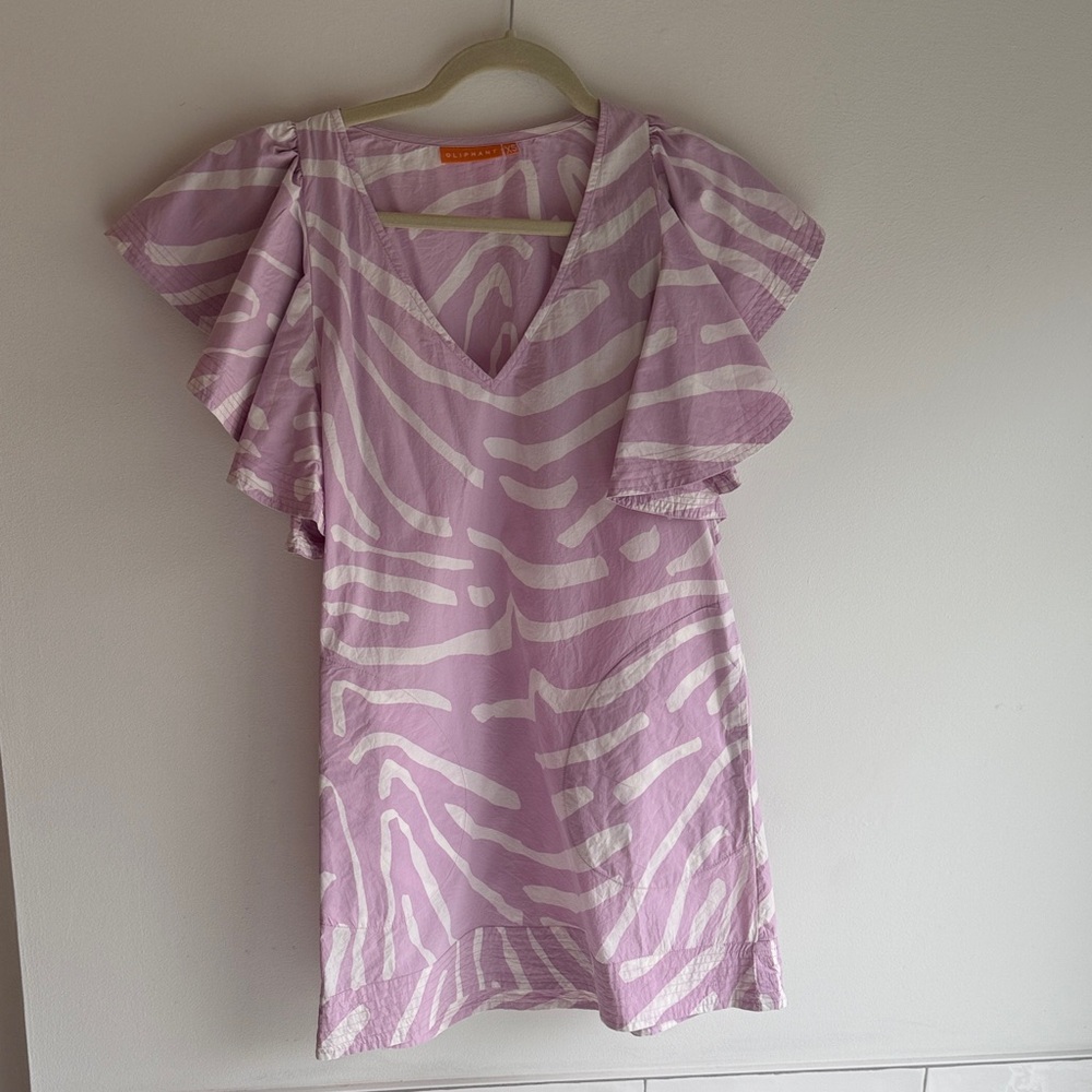 Oliphant Purple and White Zebra Print Mini Dress